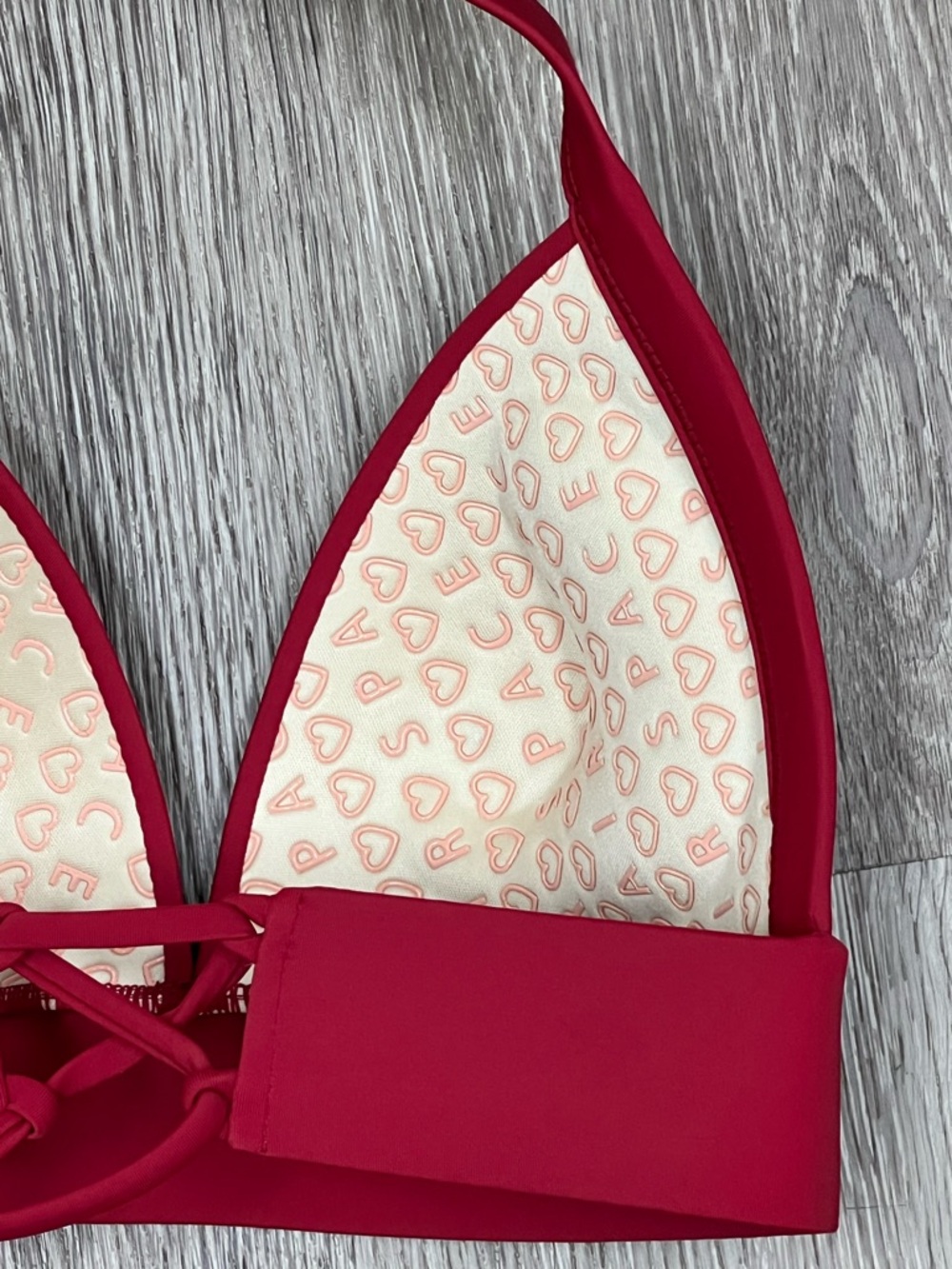 Red Halter Bikini Top With Cups Tie Back - Picture 4 of 6